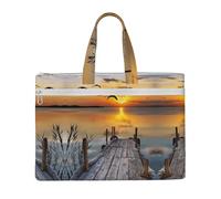 Liulannq Wild Goose By The Bridge - Bolsas de lona para archivos portátiles para oficina y negocios, kits de estudio, bolsas de almacenamiento, súper duraderas.