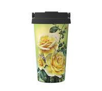 Liulannq Yellow Rose - Taza abierta con un solo botón, protección del medio ambiente y salud, acero inoxidable, portátil, conservación del calor y conservación del frío, se utiliza para viajar con