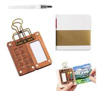 LIULINK Kit Acuarelas Portatil, Kit Acuarela Portatil Incluye Caja Madera Pinturas con 8 Compartimentos Cuaderno Planificador Pincel Clip, para Artistas Viajes Boceto Rápido Diario