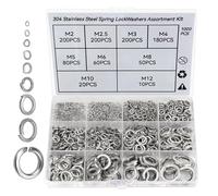LIULINY 1000 Piezas Arandelas de Resorte en Espiral Set，Inox Arandelas Seguridad Divididas, Arandelas Seguridad M2/M2.5/M3/M4/M5/M6/M8/M10/M12, para Apriete Tornillos Reparaciones Domésticas Fábrica