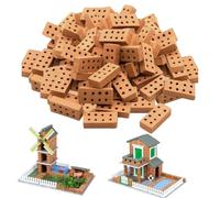LIULINY 120 Piezas Rojas Ladrillos Miniatura, Unidades de Mini Ladrillos con 8 Agujeros, Modelo Arcilla para Construir tu Propia Casa Muñecas, Adorno Jardín, Decoración Casa Juguete (2 x 1 x 0,5 cm)