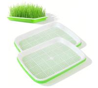 LIULINY 2 Juegos Bandejas Germinación, 22*14cm Germinador de Semillas, Hidroponia Semilleros de Germinacion, Bandejas Semilleros para Brotes Conservación para Huerto Familiar, Pasto Trigo Brotes Soja