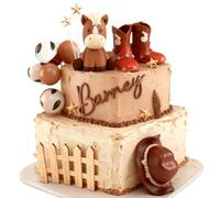 LIULINY 21 Piezas Decoración Pastel de Vaquero, Cowboy Decoración para Tartas Contiene Tres Vallas, DIY Decoraciones para Fiestas Vaqueros Pastel, Bolas para Tartas para Cumpleaños Baby Shower Boda