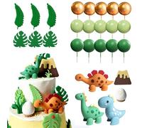 LIULINY 26 Piezas Dinosaurio Decoración para Tartas, Topper de Pastel de Cumpleaños de Dinosaurio, Decoraciones para Cake de Animales, para Tartas de Cumpleaños, Fiestas, Fiestas Temáticas Animales