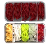 LIULINY 350 Piezas Lombrices Artificiales para Pesca Trucha, Señuelos Artificiales Gusanos para Pesca con 150 Gusanos Harina 200 Lombrices Tierra Pequeñas Amiento, para Carpa Herbívora Cruciana