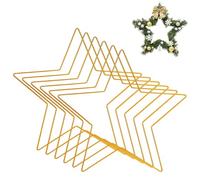 LIULINY 6 Piezas Aro Metálico con Forma de Estrella, Dorado Estrella de Metal con 20 cm de Diámetro, Metal Aros Floral Anillos Adecuado para Decoraciones Navideñas, Atrapasueños DIY