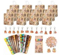 LIULINY 98 Piezas Capybara Regalo de Fiesta Cumpleaños Niños, Regalos Cumpleaños Capybara con Bolígrafos, Llaveros, Pulsera, Pegatinas, Cumpleaños Capybara Adecuado para Cumpleaños Infantiles.