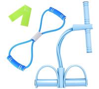 LIULINY Cuerda de Tensión de 6 Tubos con Pedal de Pie, Multifunction Tension Rope, Banda de Resistencia en Forma de 8, Banda de Resistencia Elástica, para Estiramiento, Entrenamiento de Fuerza Azul