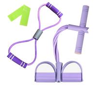 LIULINY Cuerda de Tensión de 6 Tubos con Pedal de Pie, Multifunction Tension Rope, Banda de Resistencia en Forma de 8, Banda de Resistencia Elástica, para Estiramiento, Entrenamiento de Fuerza Morado