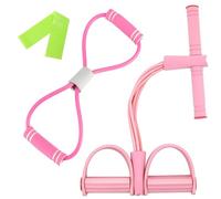 LIULINY Cuerda de Tensión de 6 Tubos con Pedal de Pie, Multifunction Tension Rope, Banda de Resistencia en Forma de 8, Banda de Resistencia Elástica, para Estiramiento, Entrenamiento de Fuerza Rosa