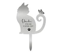LIULINY Tumba de Mascotas Marcador de Tumba Metal para Exteriores, Placa Funeraria Impermeable Estaca, Recuerdo Mascota Fallecida, para Recuerdo, Luto, Regalo para Dueños Mascotas Gato Perro (Gato)