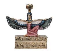 LiuliuBull Estatua de Isis alada de la diosa egipcia, baratija dorada, caja de joyería, estatuilla en miniatura, regalos de cumpleaños, contenedor de anillo