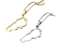Liumarvexia 2 collares con colgante de mapa, collares huecos de moda con bandera de mapa del Líbano, collar clásico de hip hop hueco del Líbano, joyería para mujeres y hombres, regalo de joyería de