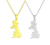 Liumarvexia 2 collares de ciudades británicas para mujeres y hombres, collar con colgante de mapa de ciudades británicas, joyería hiphop, regalo de moda, regalo de fiesta, joyería de moda, 50cm, Acero