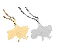 Liumarvexia 2 collares de mapa de la bandera de Ucrania, collar decorativo de ciudades ucranianas, collares novedosos con colgante de joyería, unisex, cadena de suéter para mujeres y hombres, 50cm
