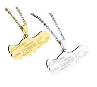 Liumarvexia 2 collares decorativos con diseño de mapa de la bandera de las ciudades de Türkiye, collar decorativo con colgante de joyería unisex para mujer y hombre, 50cm, Acero inoxidable