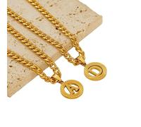 Liumarvexia Collar con dije de letra inicial punk A-Z para mujeres y hombres, anillo circular hueco, letra grande, colgante de cadena gruesa, joyería de moda, 50CM, Otros