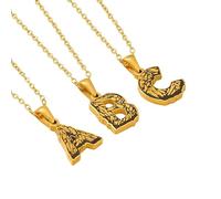 Liumarvexia Collar con dije de letras de la A a la Z para mujeres y hombres, diseño de corteza tallada, con placa de identificación, 50CM, Otros