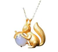 Liumarvexia Lindo collar con colgante de ardilla y piña de jade blanco, de jade natural, elegante collar vintage con caja de regalo para mujeres, esposa, mamá, abuela, 50cm, Jade