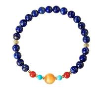 Liumarvexia Pulsera de cristal azul de lapislázuli natural de 6 mm, pulseras de cuentas de material natural, pulsera elástica con caja de regalo para mujeres, esposas y novias, adjustable, Lapislázuli