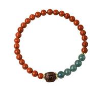 Liumarvexia Pulsera de jade azul de ágata roja natural de 6 mm, pulseras de cuentas de material natural, pulsera elástica con caja de regalo para mujeres, esposas y novias, adjustable, Ágata roja