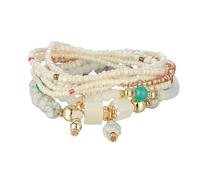 Liumarvexia Pulsera multicapa de cuentas coloridas de estilo étnico bohemio, pulsera bohemia con caja de regalo para mujer, verano, playa, fiesta, apilable, elástica, regalos, adjustable