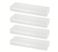 Liummrcy Cajas de lápiz, Caja de plástico a lápiz de papelería translúcida Case de papelería Suministros de Oficina con Tapa con bisagras y Cierre rápido para bolígrafos White 4pcs