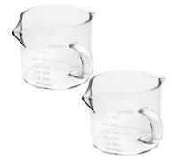 Liummrcy Conjunto de tazas de café espresso de 2 tazas de café espresso de vidrio de 100 ml con taquilla de medición reutilizable de boquilla, manija y escala clara para hacer para hacer