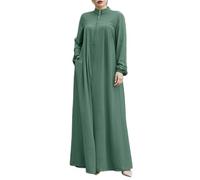Liummrcy Jilbab para mujeres musulmanas, Dubai Collar Sopar Vestidos delanteros con bolsillos con bolsillos, seda de hielo suave modesta musulmana arabia arabia, s, ropa