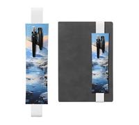 LiuMng Portalápices ajustable, marcapáginas de banda elástica blanca, funda de piel con estampado de paisaje de montaña nevada, para cuaderno de diario