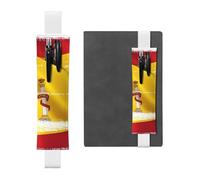 LiuMng Portalápices ajustable, marcapáginas de banda elástica negra, funda de cuero con estampado de bandera de España, para cuaderno de diario, Blanco, One Size, Soporte ajustable para bolígrafos