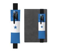 LiuMng Portalápices ajustable, marcapáginas de banda elástica negra, funda de cuero con estampado de bandera de Honduras, para cuaderno de diario