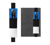 LiuMng Portalápices ajustable, marcapáginas de banda elástica negra, funda de cuero con estampado de bandera de Estonia, para cuaderno de diario, Negro, One Size, Soporte ajustable para bolígrafos