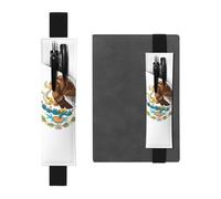 LiuMng Portalápices ajustable, marcapáginas de banda elástica negra, funda de cuero con estampado de bandera de México, para cuaderno de diario, Black, Talla única, Soporte ajustable para bolígrafos