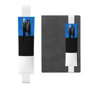 LiuMng Portalápices ajustable, marcapáginas de banda elástica negra, funda de cuero con estampado de bandera de Estonia, para cuaderno de diario, White, Talla única, Soporte ajustable para bolígrafos