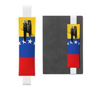 LiuMng Portalápices ajustable, marcapáginas de banda elástica negra, funda de cuero con estampado de bandera de Venezuela, para cuaderno de diario, White, Talla única, Soporte ajustable para