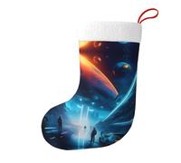 LiuMng Science Fiction Future Christmas Stocking Decor - Calcetines personalizados para colgar en la chimenea, para árbol de Navidad, escaleras, color negro, talla única