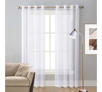 LIUNADM Cortinas Opacas 150 x 235 cm Translucido Moderno Decoracion, con Ojales Cortinas de Salon Modernas para Ventanas Habitación Dormitorio, Blanco