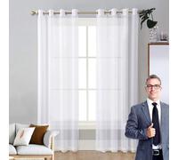 LIUNADM Cortinas Salon Modernas 175 x 210 cm Translucido Moderno Decoracion, con Ojales Cortinas Ventana Cocina Cortinas Translúcidas para Niños Sala Cuarto Baño, Blanco