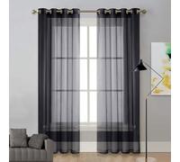 LIUNADM Cortinas Térmicas Aislantes 125 x 230 cm Poliéster con Ojales, Fácil Instalación Cortinas de Salon Ultra Ancho Cortina Dormitorio para Dormitorio, Comedor, Cocina, Negro