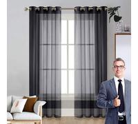 LIUNADM Cortinas Térmicas Aislantes 75 x 125 cm Polyester Vertical para Oscurecer La Habitación Cortinas Cortas Dormitorio para Niños Sala Cuarto Baño, Negro