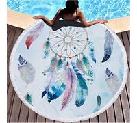 LIUNIAN Atrapasueños Toalla de Playa Toallas de baño Redondas Grandes de Secado rápido con borlas Estera de Yoga Redonda Manta de Playa para niños, niñas y niños, 150 CM x 150 CM