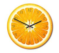 LIUNIAN Reloj de Pared Modelo de Madera Naranja de Colores, Funciona Con Batería, Sin Tictac Para Sala de Estar, Cocina, Decoración