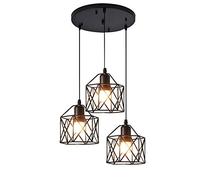 LIUNJHUY Lámpara Colgante de Hierro Creativa nórdica LED 3 Luces Colgantes geométricas E27 Suspensión de Metal Industrial Retro Vintage, Comedor/Sala de Estar/Cocina/Loft, Oficina, lámpara de Techo