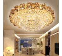 LIUNJHUY Lámpara Colgante de luz de Techo LED integrada de Cristal de Lujo, Moderna, Dorada, para Sala de Estar, Comedor, Dormitorio, Restaurante, Bar, Tienda, 23,5" Interesting