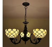 LIUNJHUY Lámparas de araña, lámpara Colgante de vidrieras, 3 Luces, luz de Techo Vintage Antigua Ajustable para Sala de Estar, Dormitorio, Comedor, Cocina, Isla, 1 Interesting