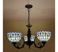 LIUNJHUY Lámparas de araña, lámpara Colgante de vidrieras, 3 Luces, luz de Techo Vintage Antigua Ajustable para Sala de Estar, Dormitorio, Comedor, Cocina, Isla, 6 Interesting