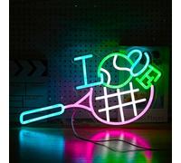 LIUOZHTEA Letrero de neón con texto en inglés "I Love Tennis", luz LED de neón para decoración de pared, intensidad regulable, USB, para gimnasio, club, tienda deportiva, dormitorio, regalos (12.6 x