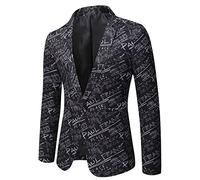 LiuPinp Chaqueta De Traje Hombre Ajustada Primavera Y Otoño con Estampado De Letras Nuevas Traje Hombre Elegante Informal Fiesta De Boda Chaqueta Hombre B-Black XXL
