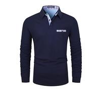 LIUPMWE Polo de Manga Larga para Hombre Casual Golf Camiseta con Empalme a Cuadros de Moda M-3XL,Azul-37,3XL